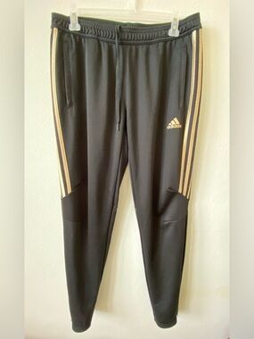 Adidas Tiro performance training pants in black and gold L